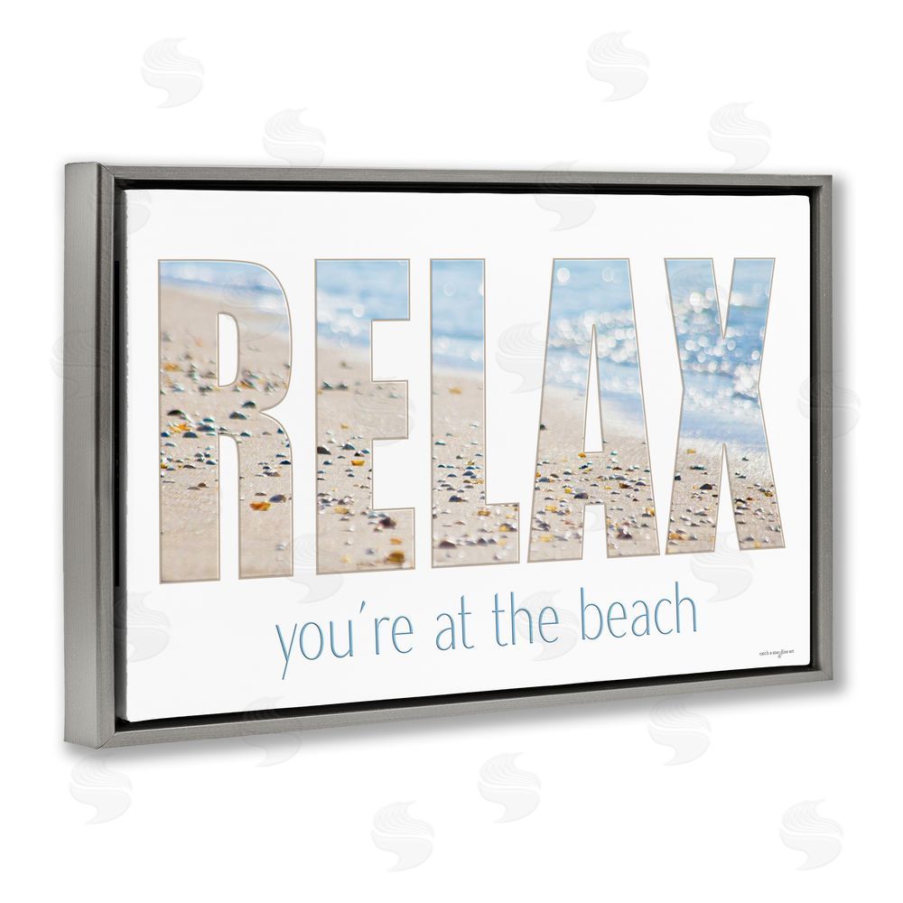Seven Trees Design Relax You're At The Beach Gray Floating Frame Canvas Wall Art Print