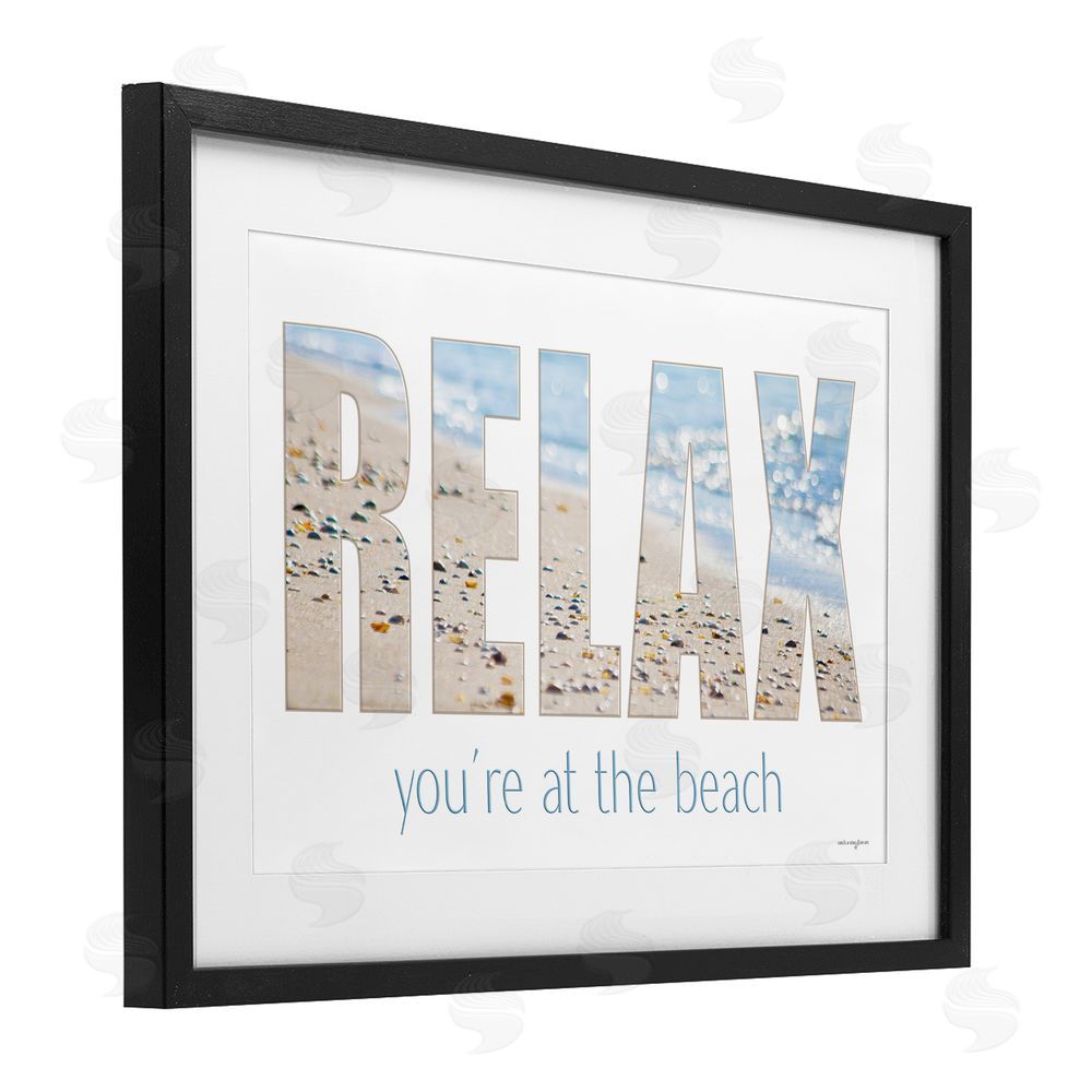 Seven Trees Design Relax You're At The Beach Black Framed Print Under Glass with White Mat Wall Art