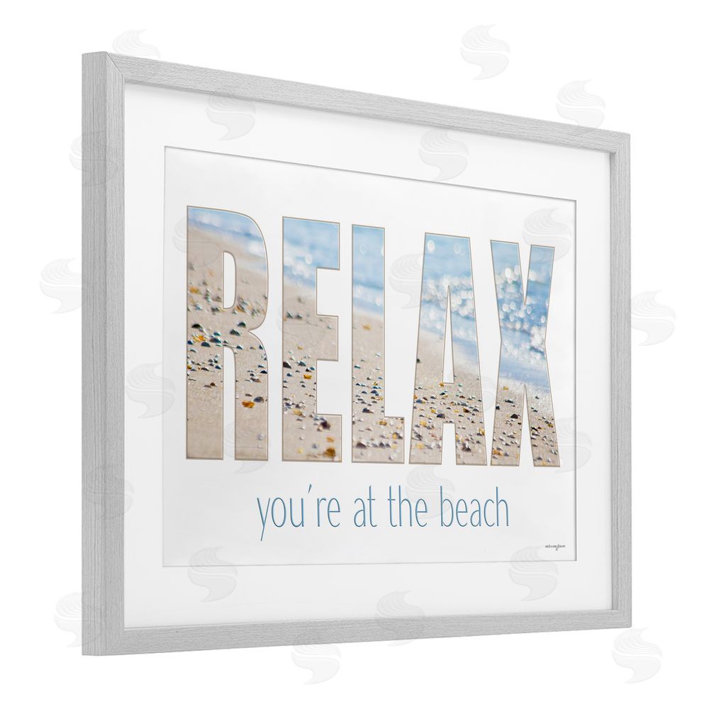 Seven Trees Design Relax You're At The Beach Gray Framed Print Under Glass with White Mat Wall Art