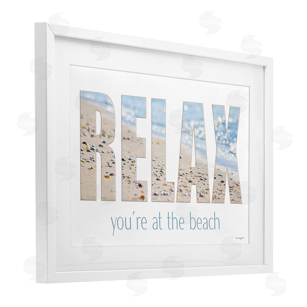 Seven Trees Design Relax You're At The Beach White Framed Print Under Glass with Mat Wall Art