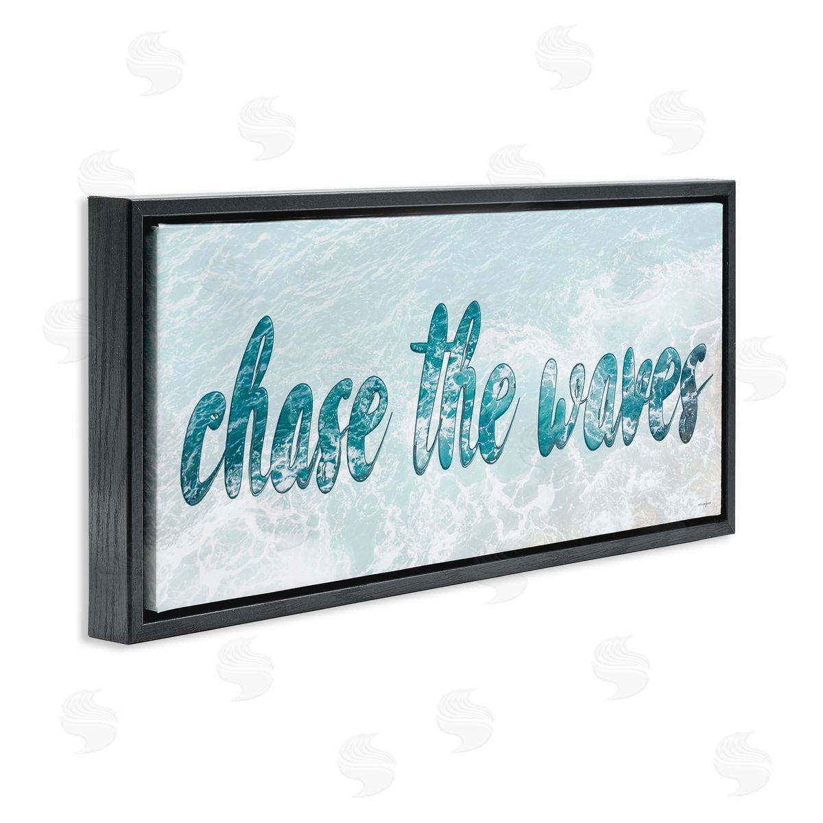 Seven Trees Design Chase The Waves Black Floating Frame Canvas Wall Art Print