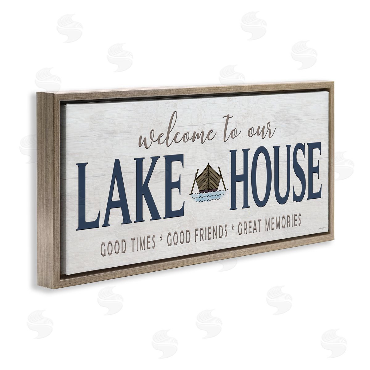 Seven Trees Design Great Memories Lake House Brown Floating Frame Canvas Wall Art Print