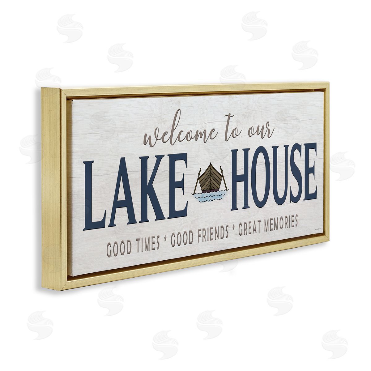 Seven Trees Design Great Memories Lake House Gold Floating Frame Canvas Wall Art Print
