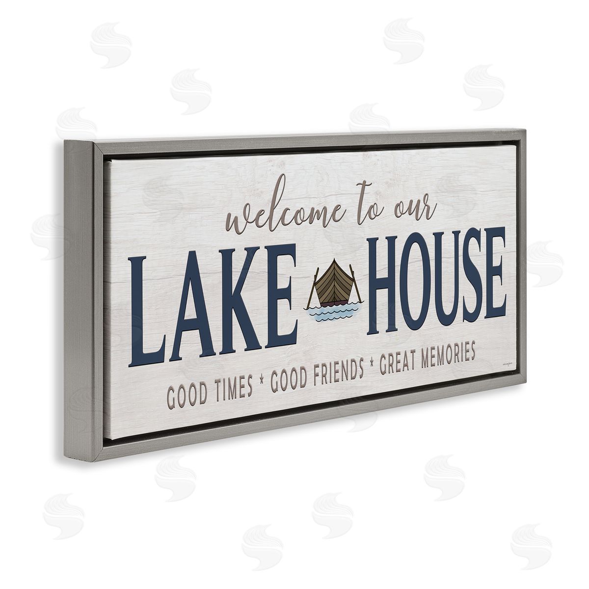Seven Trees Design Great Memories Lake House Gray Floating Frame Canvas Wall Art Print