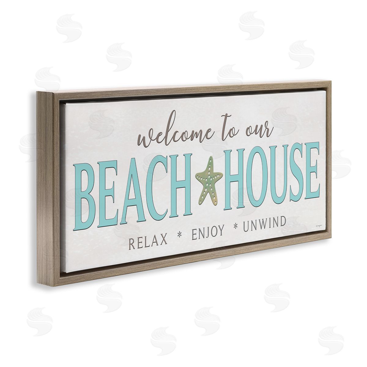 Seven Trees Design Relax Enjoy Unwind Beach House Brown Floating Frame Canvas Wall Art Print