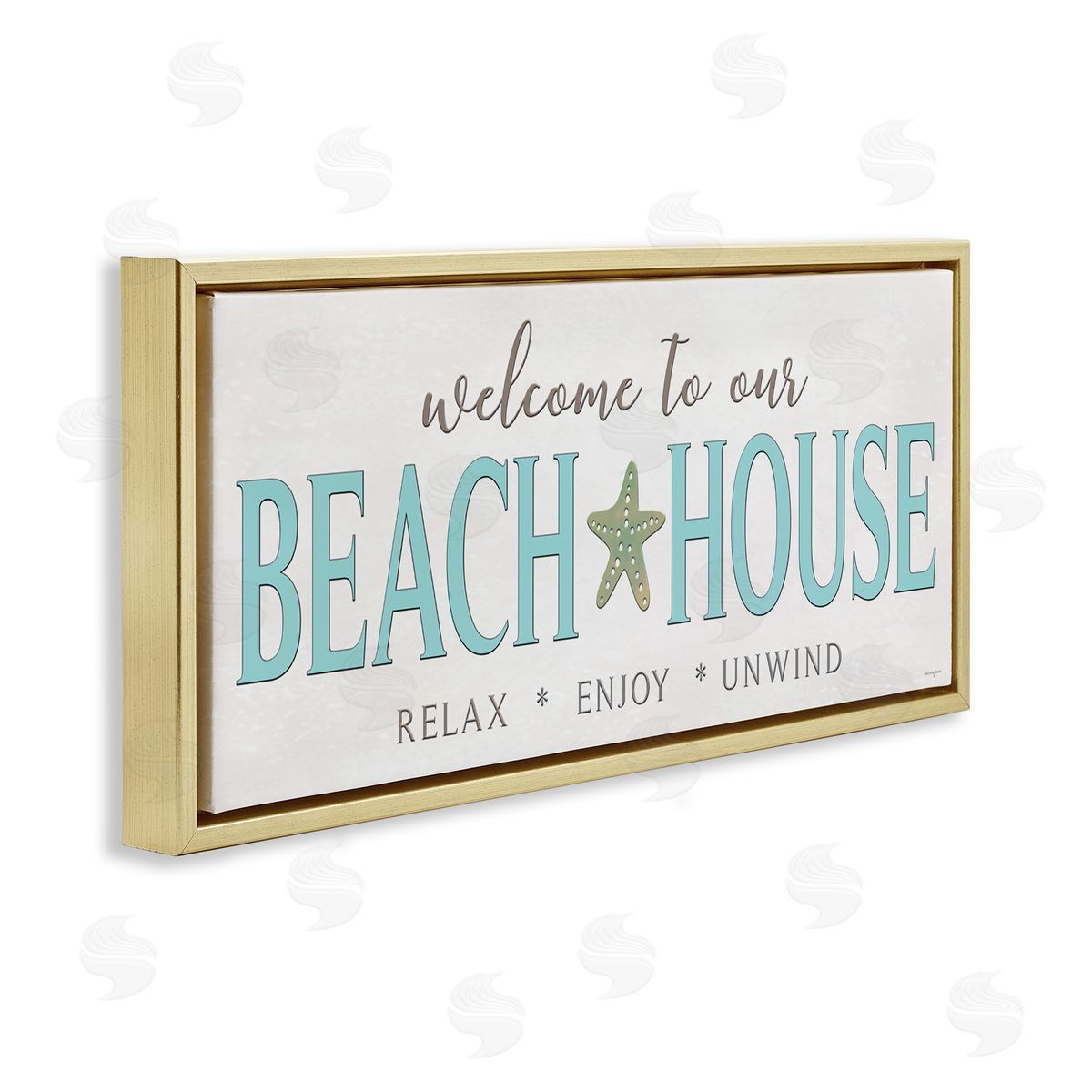 Seven Trees Design Relax Enjoy Unwind Beach House Gold Floating Frame Canvas Wall Art Print