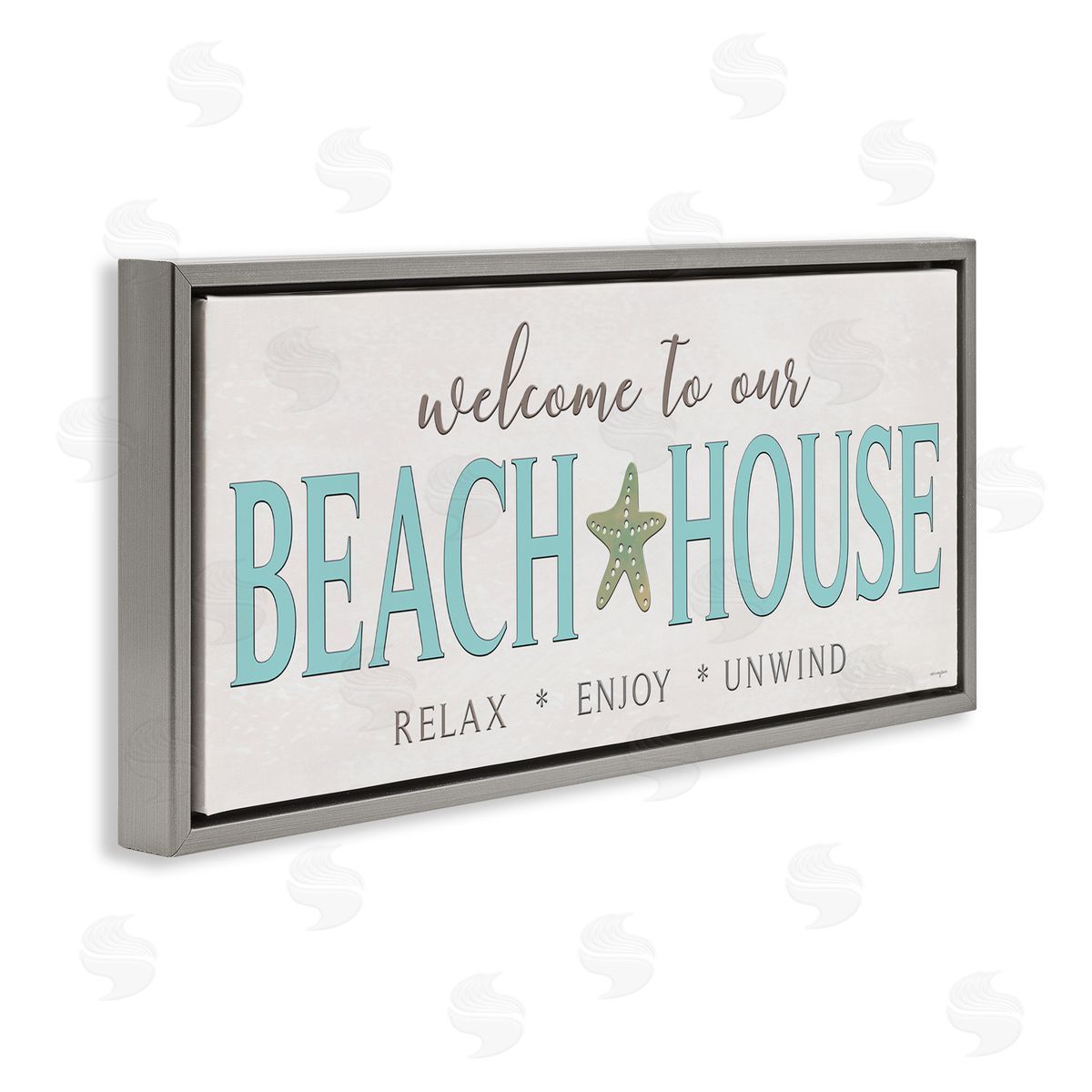 Seven Trees Design Relax Enjoy Unwind Beach House Gray Floating Frame Canvas Wall Art Print