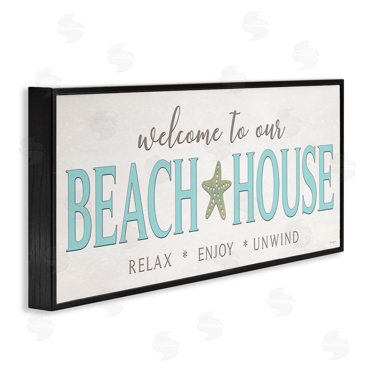 Seven Trees Design Relax Enjoy Unwind Beach House Black Framed Giclee Wall Art Print
