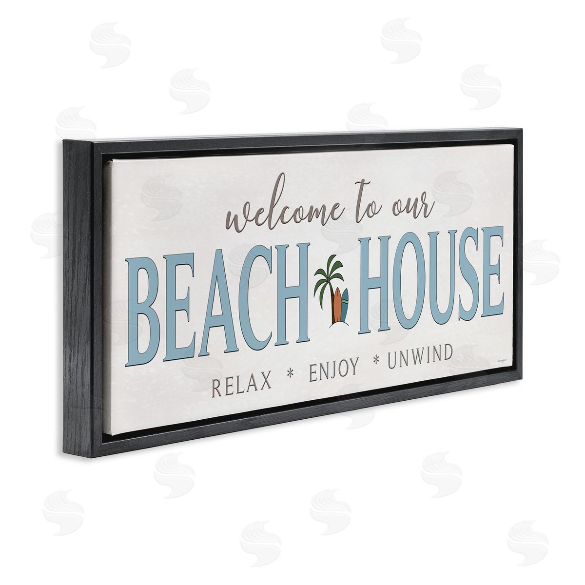 Seven Trees Design Welcome Beach House Greeting Black Floating Frame Canvas Wall Art Print