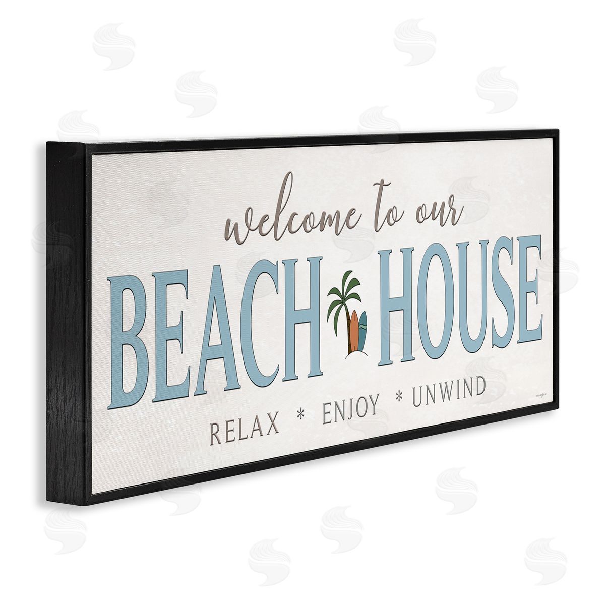 Seven Trees Design Welcome Beach House Greeting Black Framed Giclee Wall Art Print