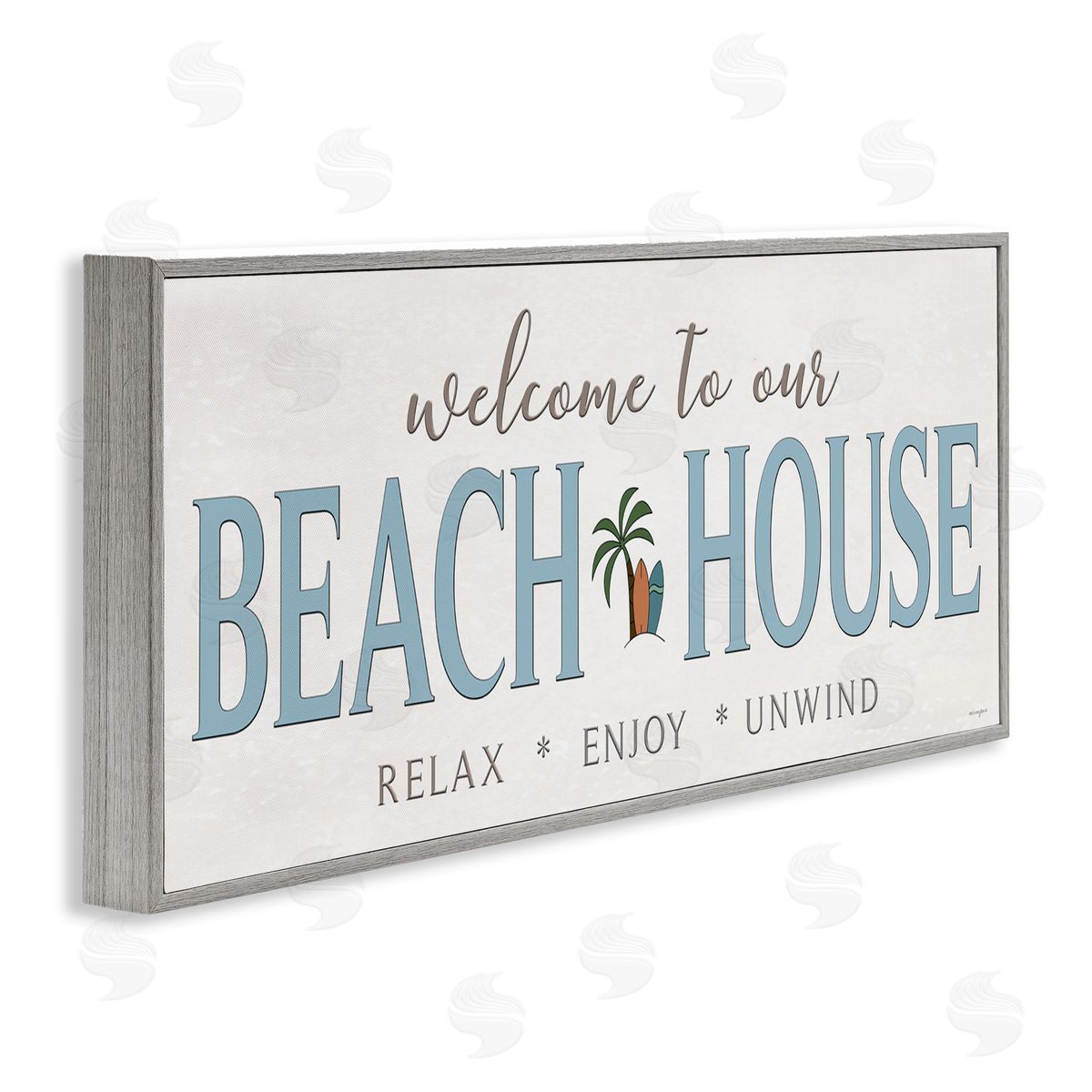 Seven Trees Design Welcome Beach House Greeting Gray Framed Giclee Wall Art Print