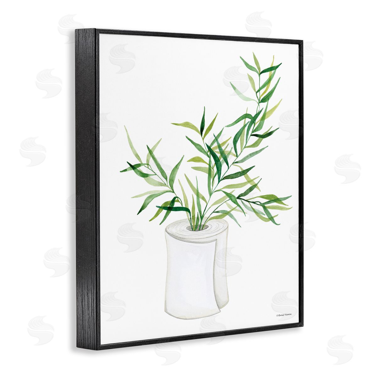 Rachel Nieman Toilet Paper Plant Vase Black Framed Giclee Wall Art Print