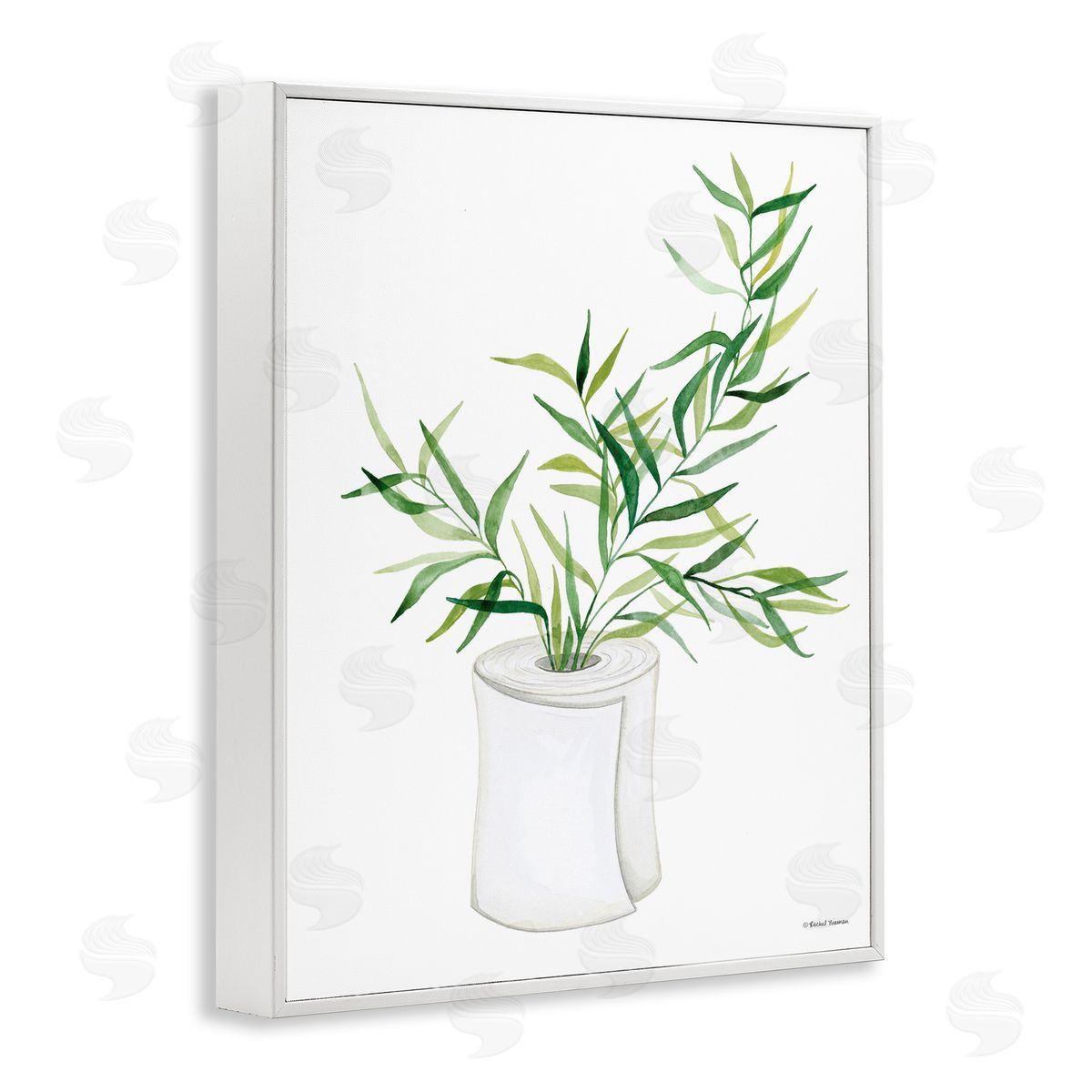 Rachel Nieman Toilet Paper Plant Vase White Framed Giclee Wall Art Print