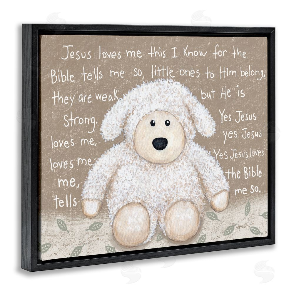 Annie LaPoint Jesus Loves Me Little Lamb Black Floating Frame Canvas Wall Art Print