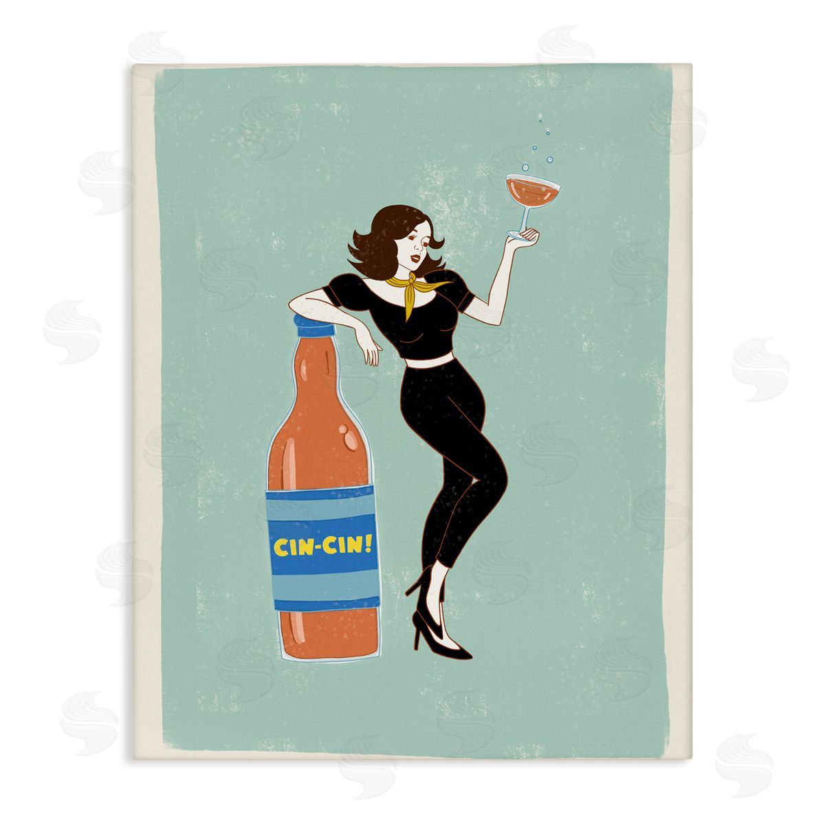 Rachel Nieman Cin Cin Vintage Italian Poster Canvas Wall Art Print