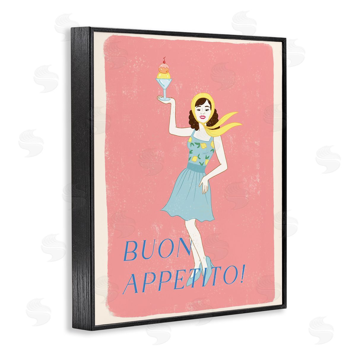 Rachel Nieman Buon Appetito Vintage Italian Poster Black Framed Giclee Wall Art Print