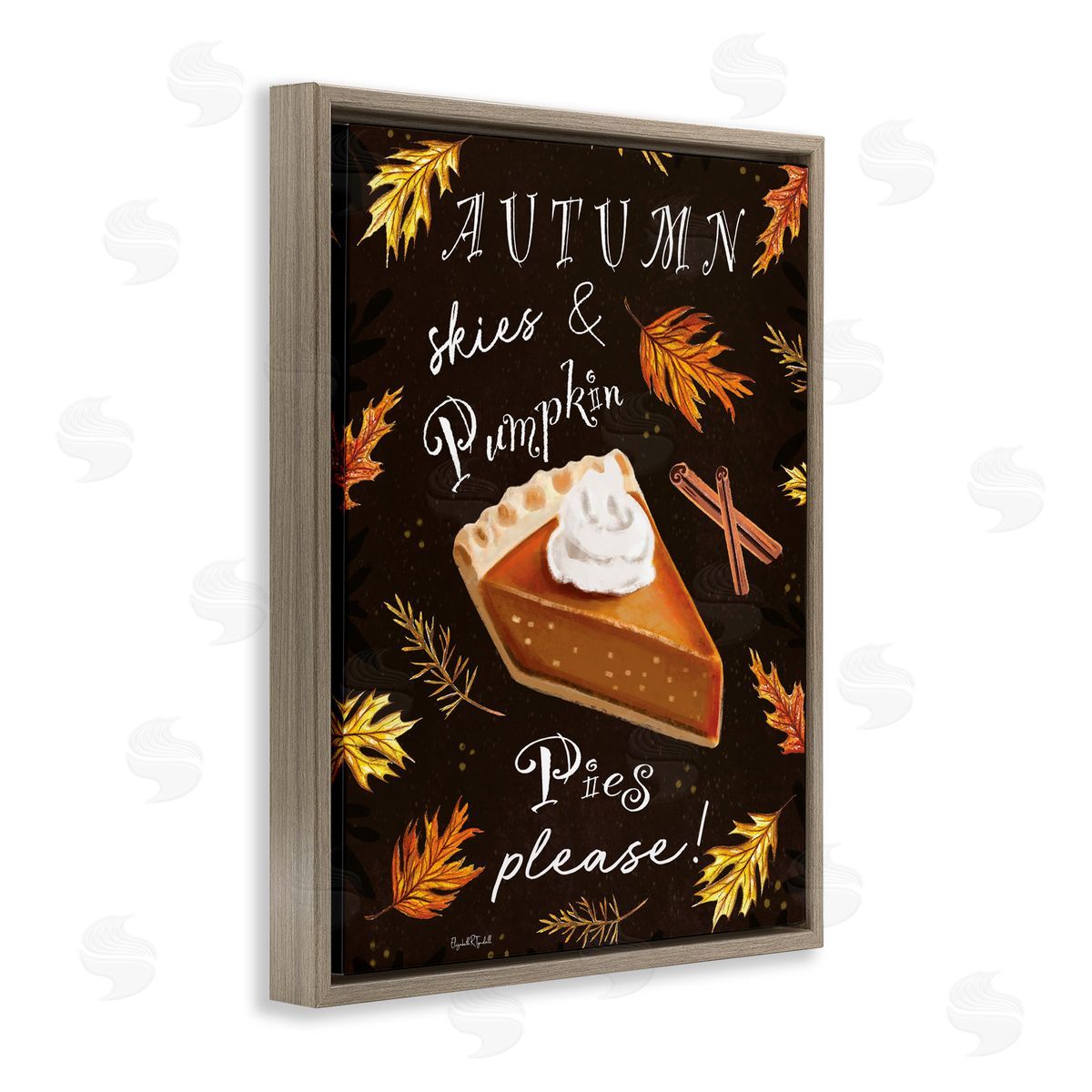 Elizabeth Tyndall Autumn Skies & Pumpkin Pies Brown Floating Frame Canvas Art Print