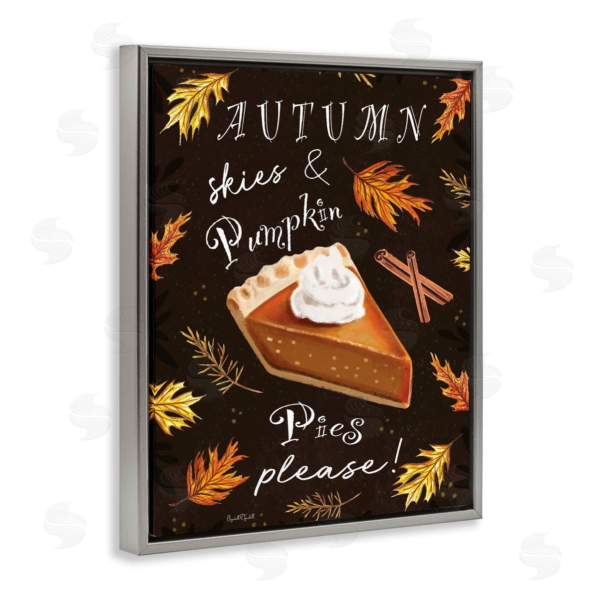 Elizabeth Tyndall Autumn Skies & Pumpkin Pies Gray Floating Frame Canvas Art Print