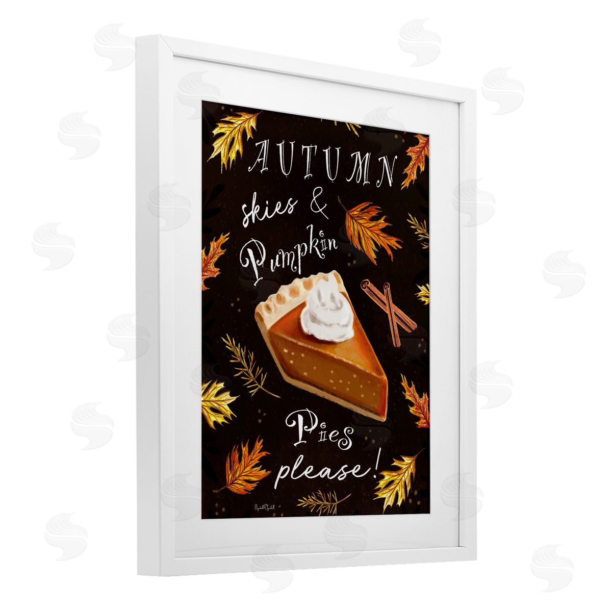 Elizabeth Tyndall Autumn Skies & Pumpkin Pies White Framed Print Under Glass Art