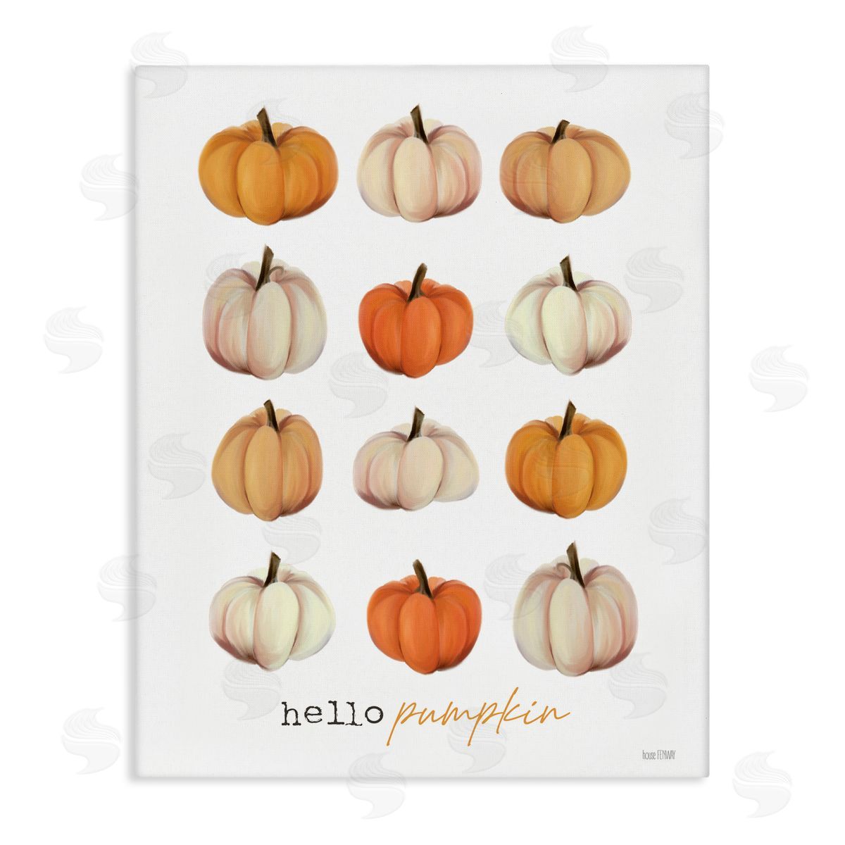 House Fenway Hello Pumpkin Autumn Gourds Canvas Wall Art Print