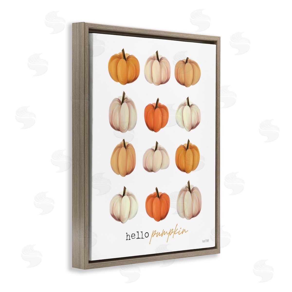 House Fenway Hello Pumpkin Autumn Gourds Brown Floating Frame Canvas Art Print