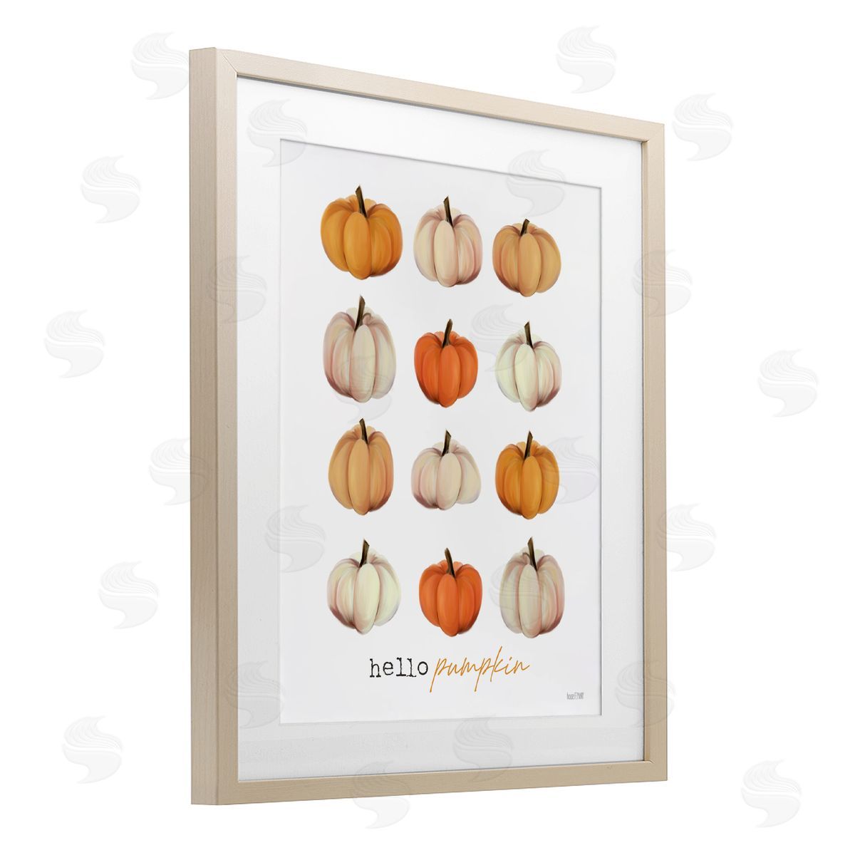 House Fenway Hello Pumpkin Autumn Gourds Birch Framed Print Under Glass Art