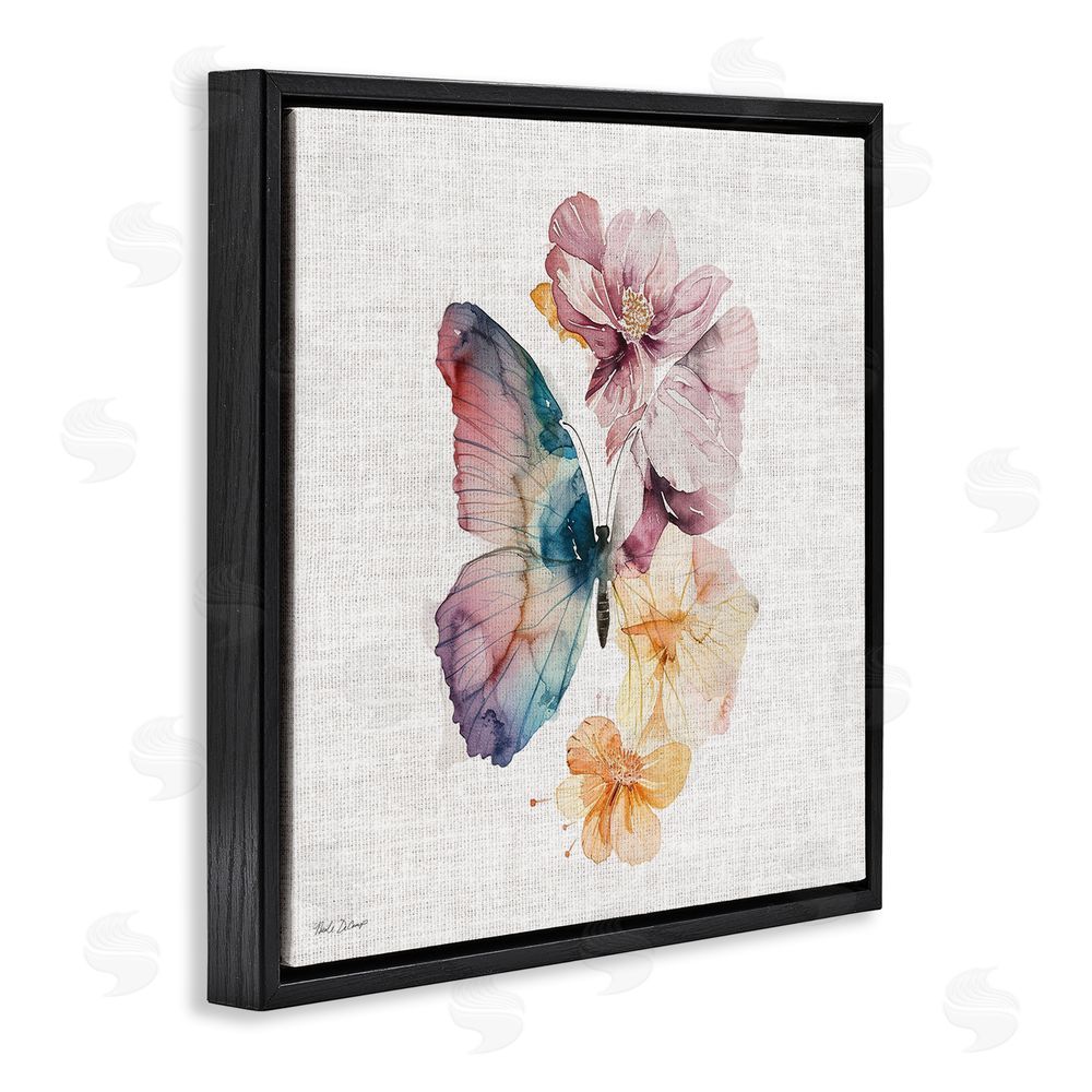 Nicole DeCamp Emerging Beauty Butterfly Black Floating Frame Canvas Wall Art Print