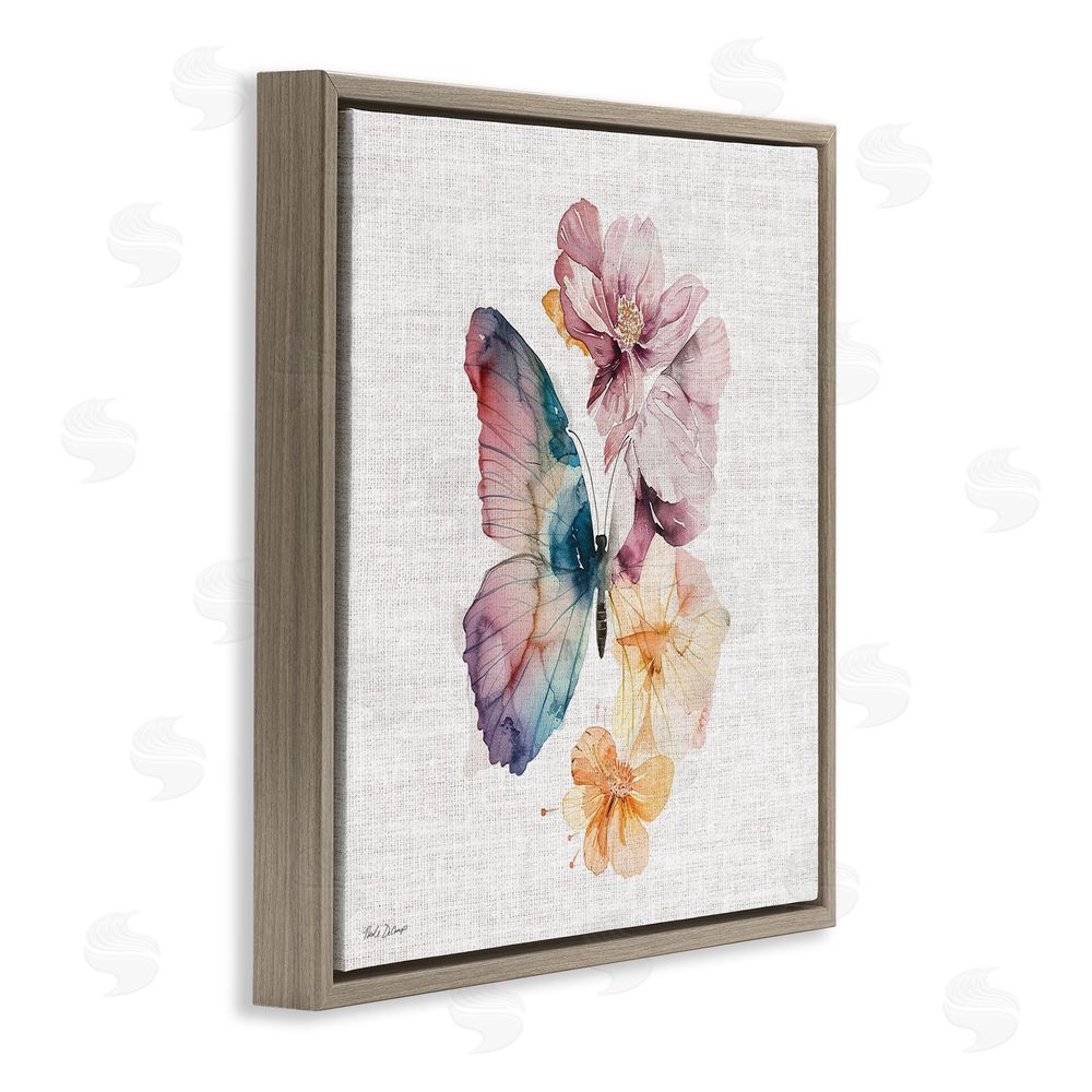 Nicole DeCamp Emerging Beauty Butterfly Brown Floating Frame Canvas Wall Art Print