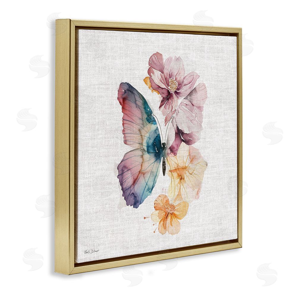 Nicole DeCamp Emerging Beauty Butterfly Gold Floating Frame Canvas Wall Art Print