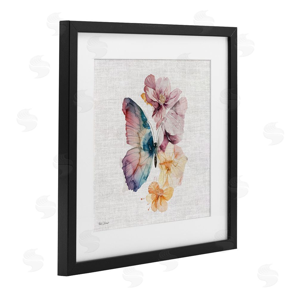 Nicole DeCamp Emerging Beauty Butterfly Black Framed Print Under Glass with White Mat Wall Art