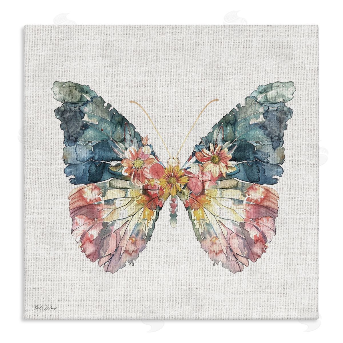 Nicole DeCamp Floral Flight Butterfly Wings Canvas Wall Art Print