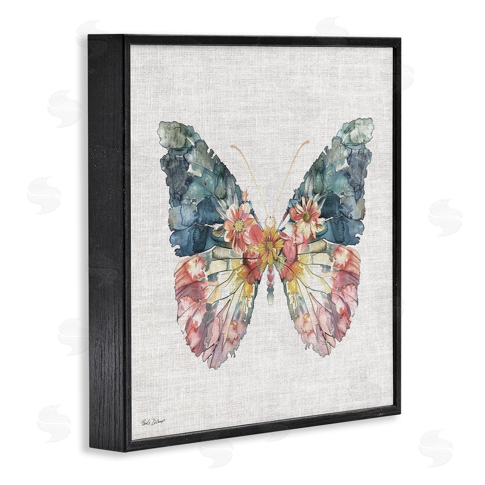 Nicole DeCamp Floral Flight Butterfly Wings Black Framed Giclee Wall Art Print