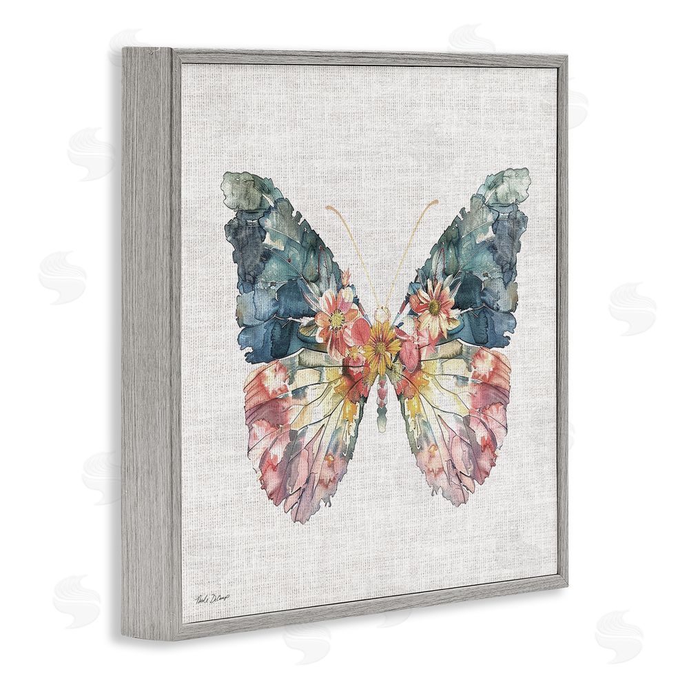 Nicole DeCamp Floral Flight Butterfly Wings Gray Framed Giclee Wall Art Print