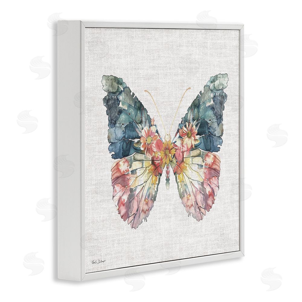 Nicole DeCamp Floral Flight Butterfly Wings White Framed Giclee Wall Art Print