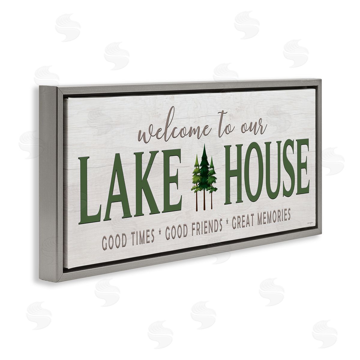Seven Trees Design Lake House Hospitality Gray Floating Frame Canvas Wall Art Print