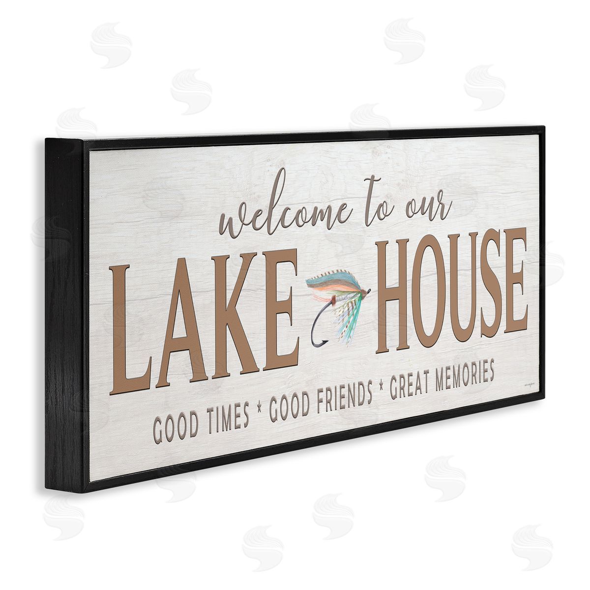 Seven Trees Design Lake House Rustic Welcome Black Framed Giclee Wall Art Print