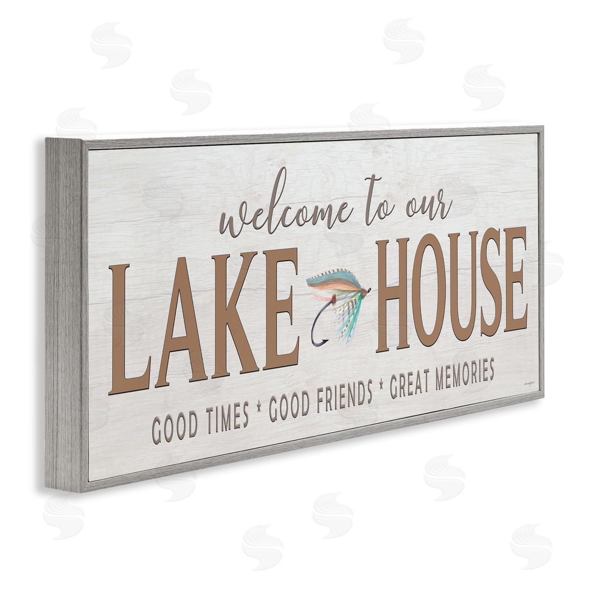 Seven Trees Design Lake House Rustic Welcome Gray Framed Giclee Wall Art Print