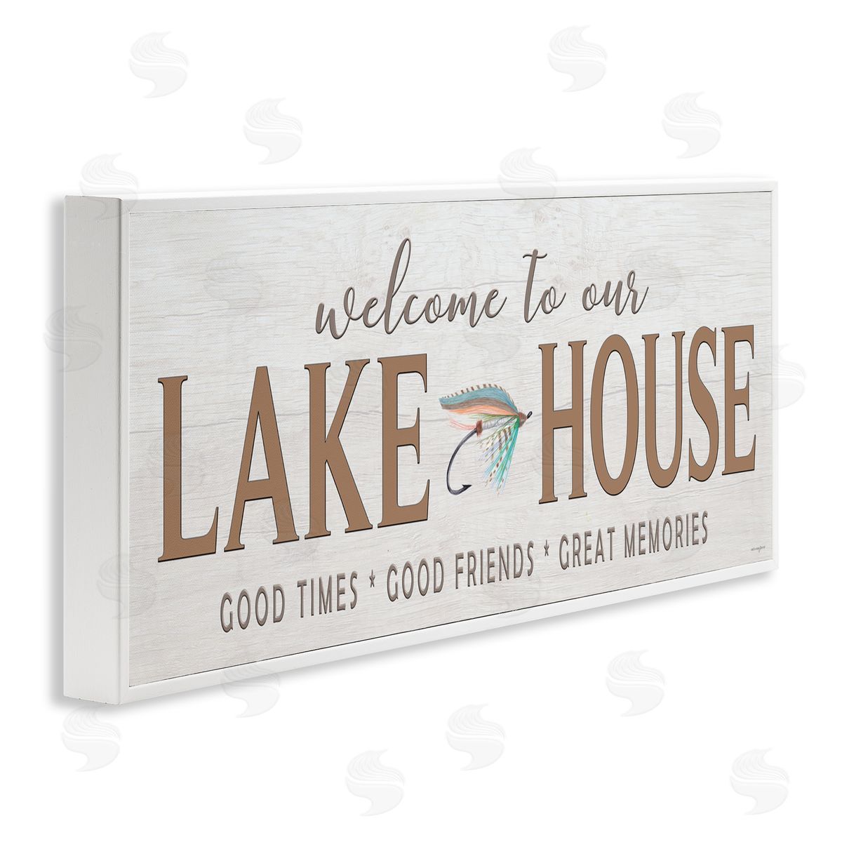 Seven Trees Design Lake House Rustic Welcome White Framed Giclee Wall Art Print