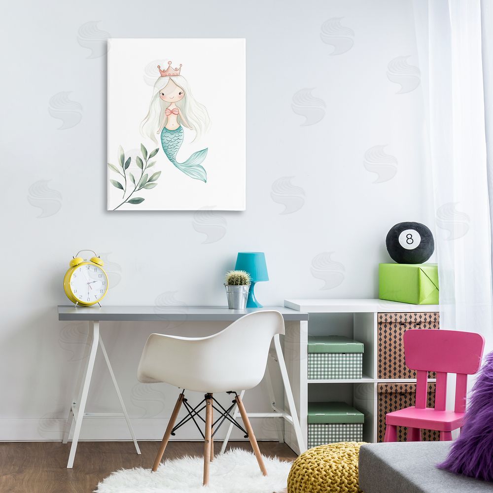 Christine Simpson Art Princess Mermaid & Greenery Canvas Art on Wall