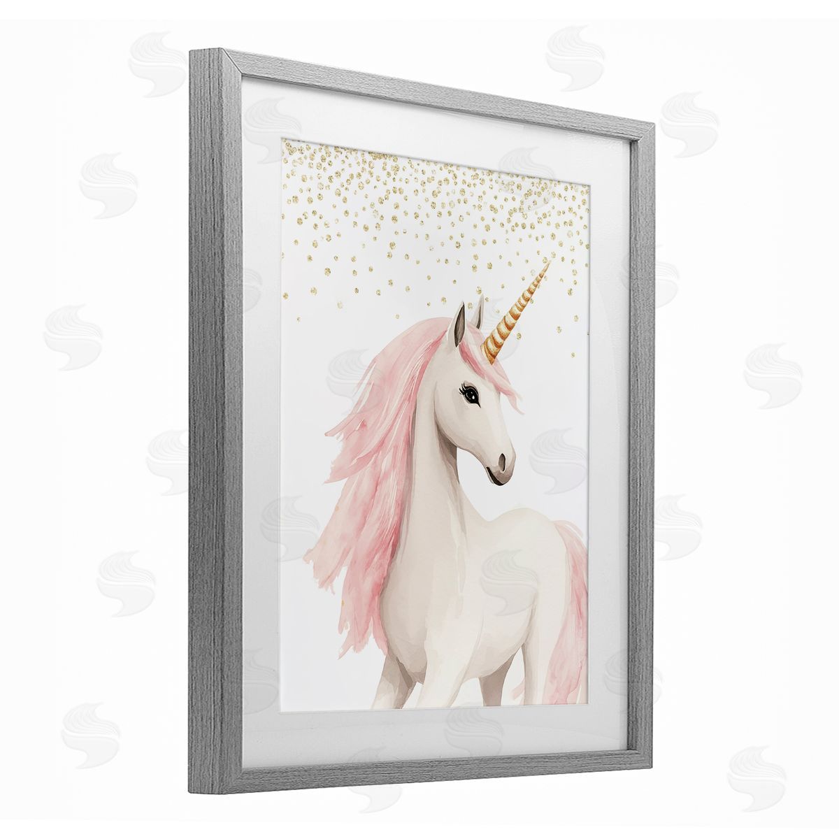 Christine Simpson Art Princess Dreams Unicorn Gray Framed Print Under Glass with White Mat Wall Art