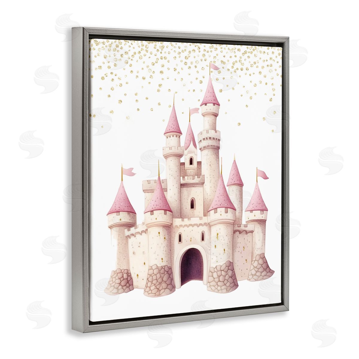 Christine Simpson Art Princess Dreams Castle Gray Floating Frame Canvas Wall Art Print