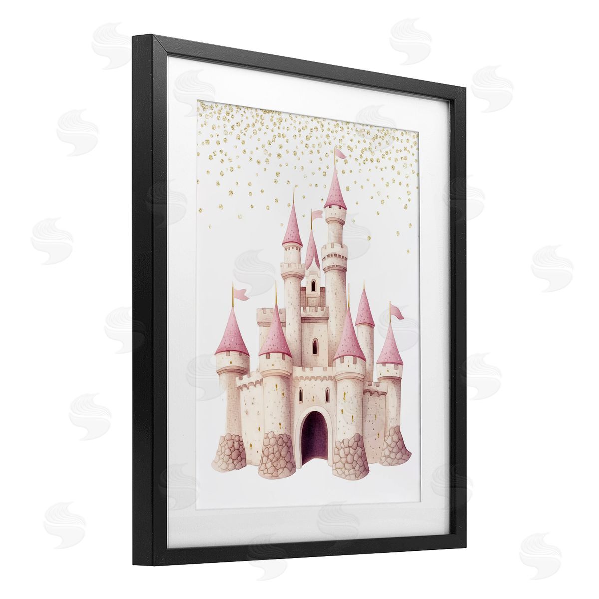 Christine Simpson Art Princess Dreams Castle Black Framed Print Under Glass with White Mat Wall Art