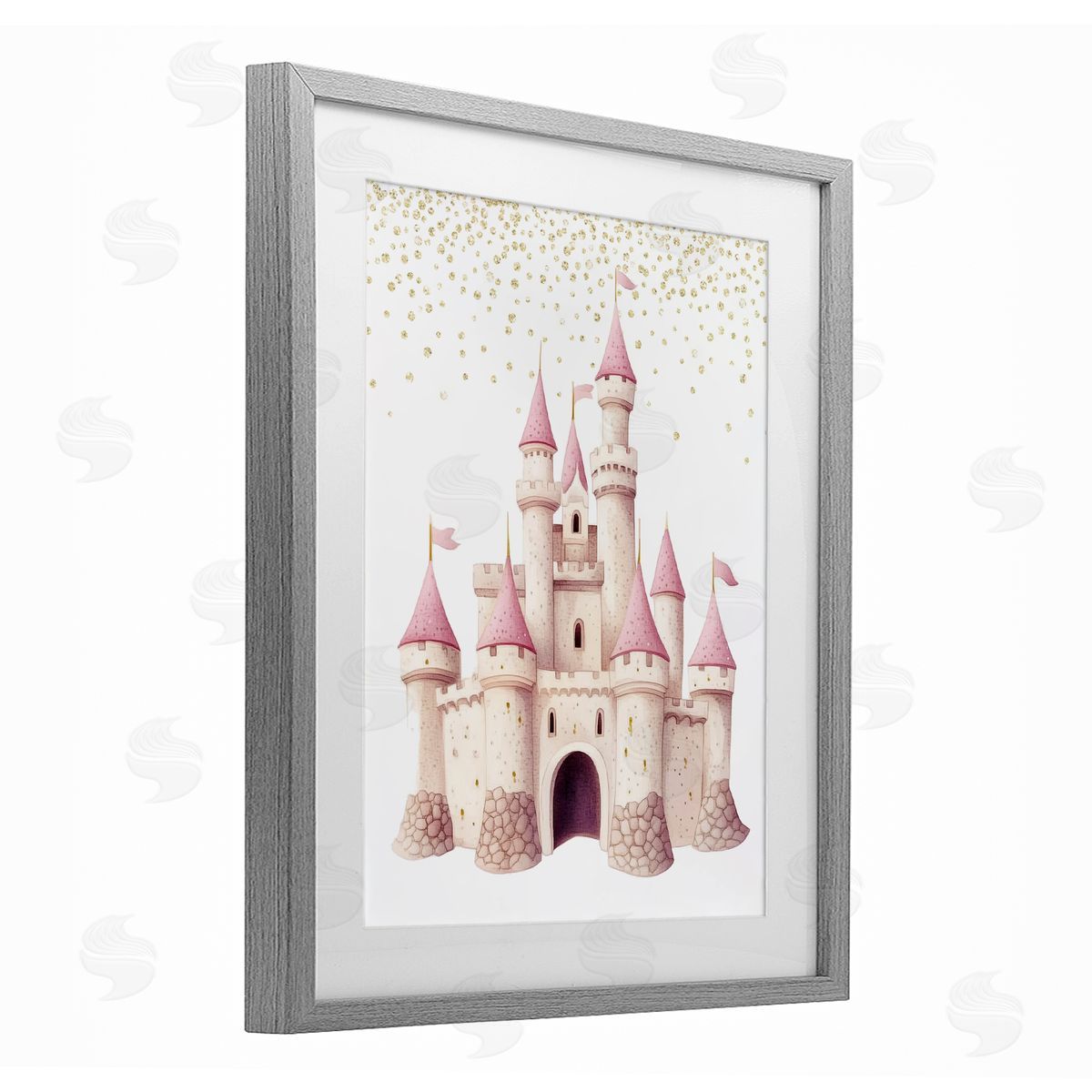 Christine Simpson Art Princess Dreams Castle Gray Framed Print Under Glass with White Mat Wall Art
