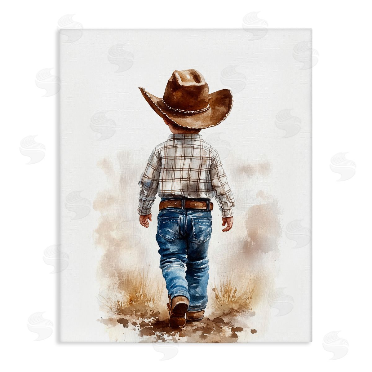 Christine Simpson Art Rustic Cowboy Child Canvas Wall Art Print