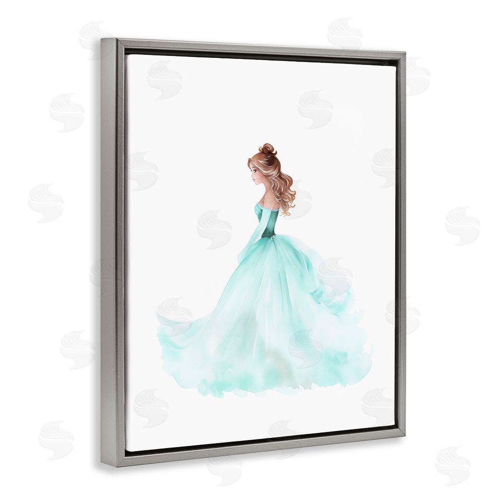 Christine Simpson Art Blue Princess Ballgown Gray Floating Frame Canvas Wall Art Print