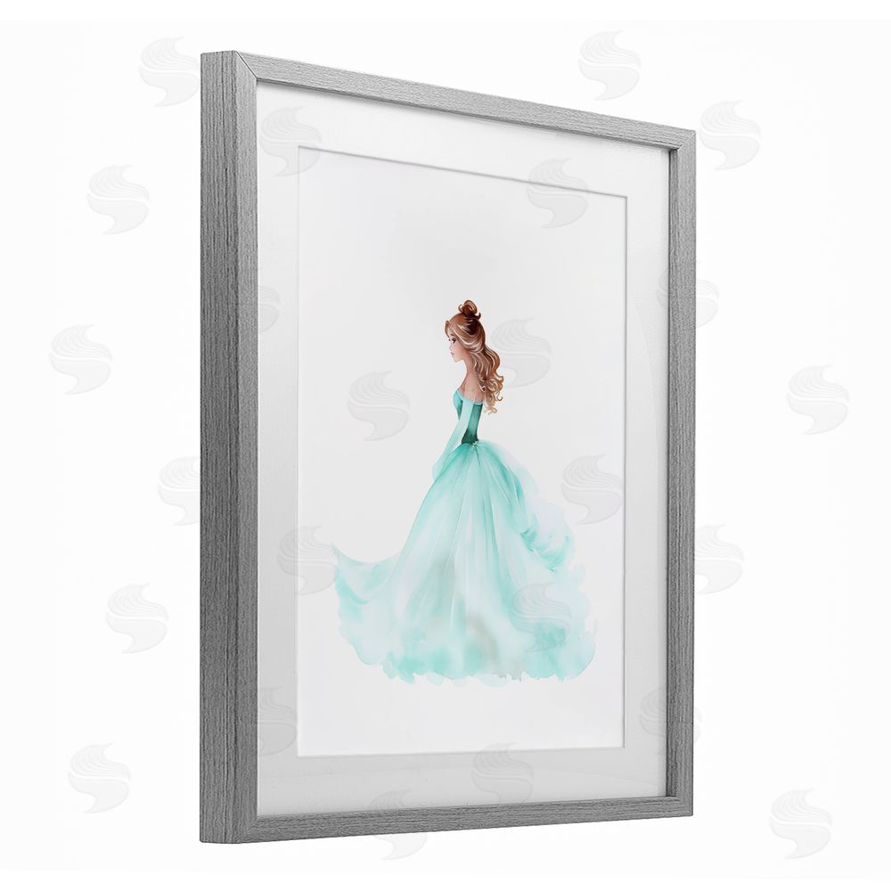 Christine Simpson Art Blue Princess Ballgown Gray Framed Print Under Glass with White Mat Wall Art
