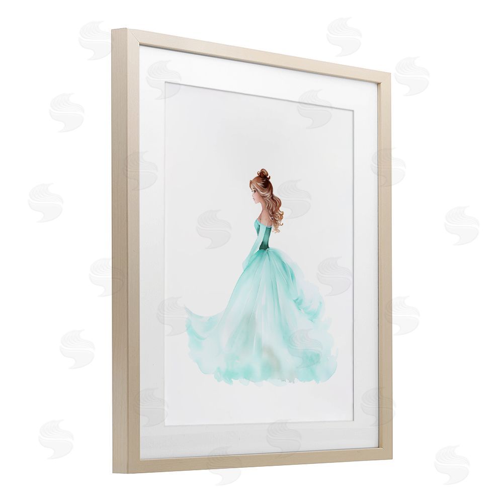 Christine Simpson Art Blue Princess Ballgown Birch Framed Print Under Glass with White Mat Wall Art