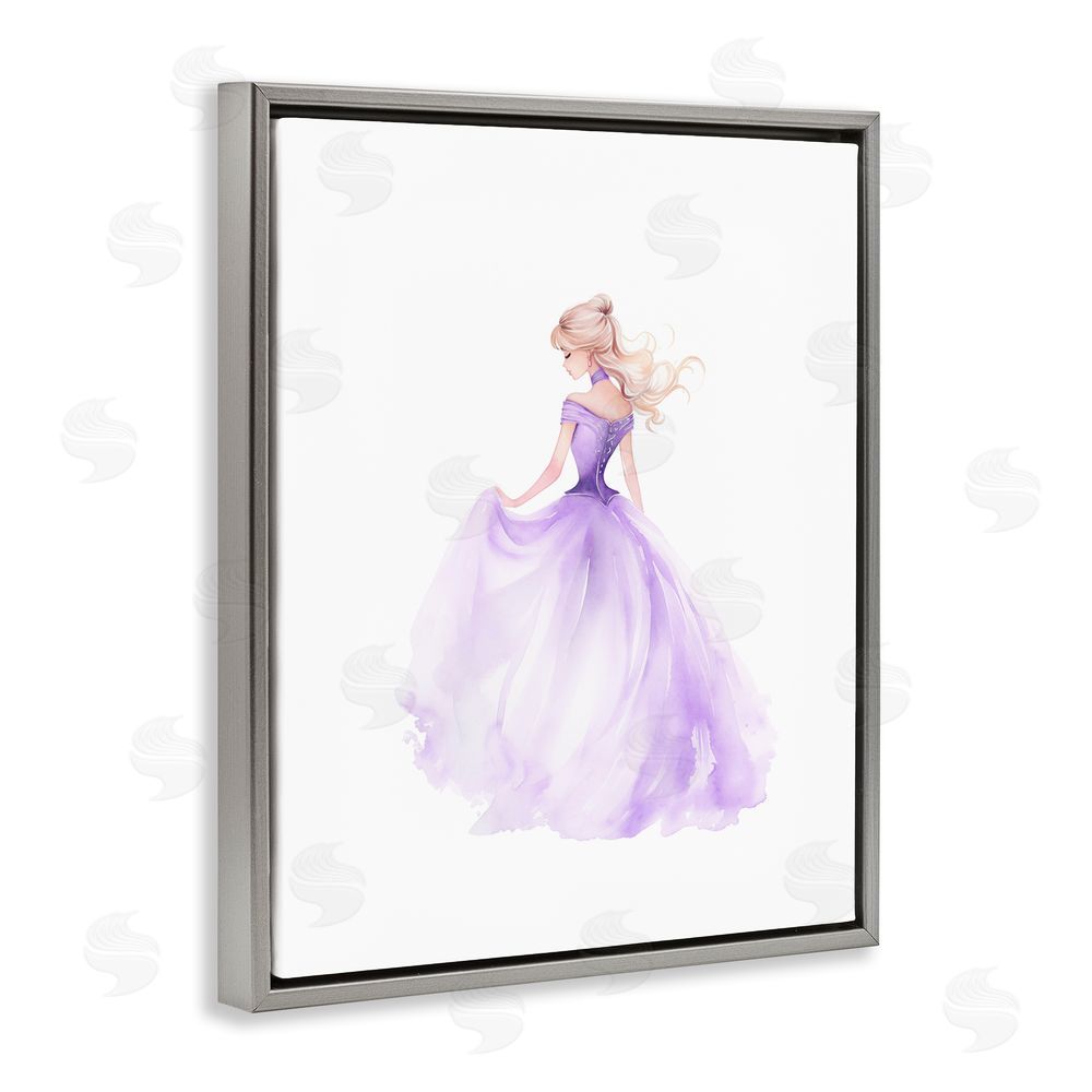Christine Simpson Art Beautiful Princess Ballgown Gray Floating Frame Canvas Wall Art Print