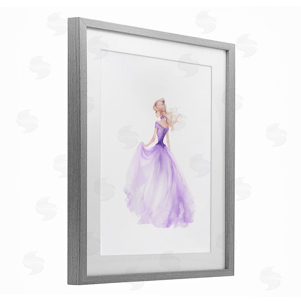 Christine Simpson Art Beautiful Princess Ballgown Gray Framed Print Under Glass with White Mat Wall Art