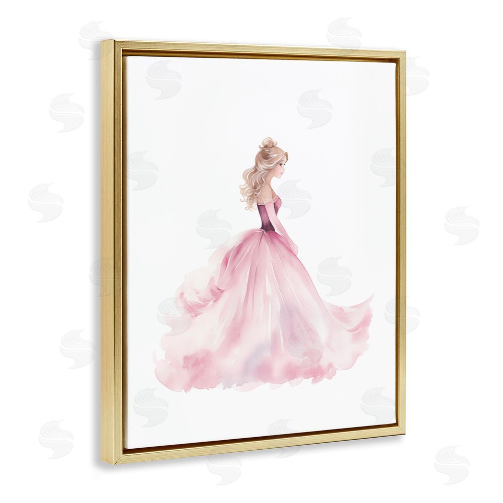 Christine Simpson Art Princess Joy Ballgown Gold Floating Frame Canvas Wall Art Print